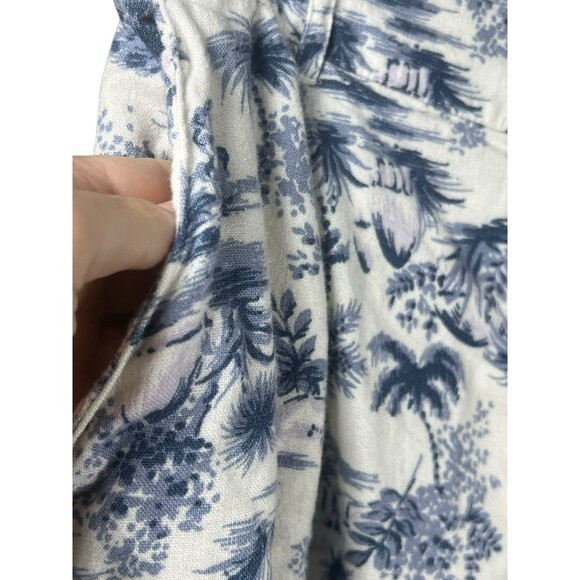 Abercrombie & Fitch Linen Blend Shorts M Blue Toile Tropical Print‎ Resort Beach - Picture 6 of 11